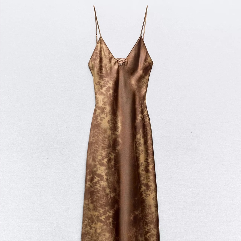 Zara Strapless Brown Satin Dress